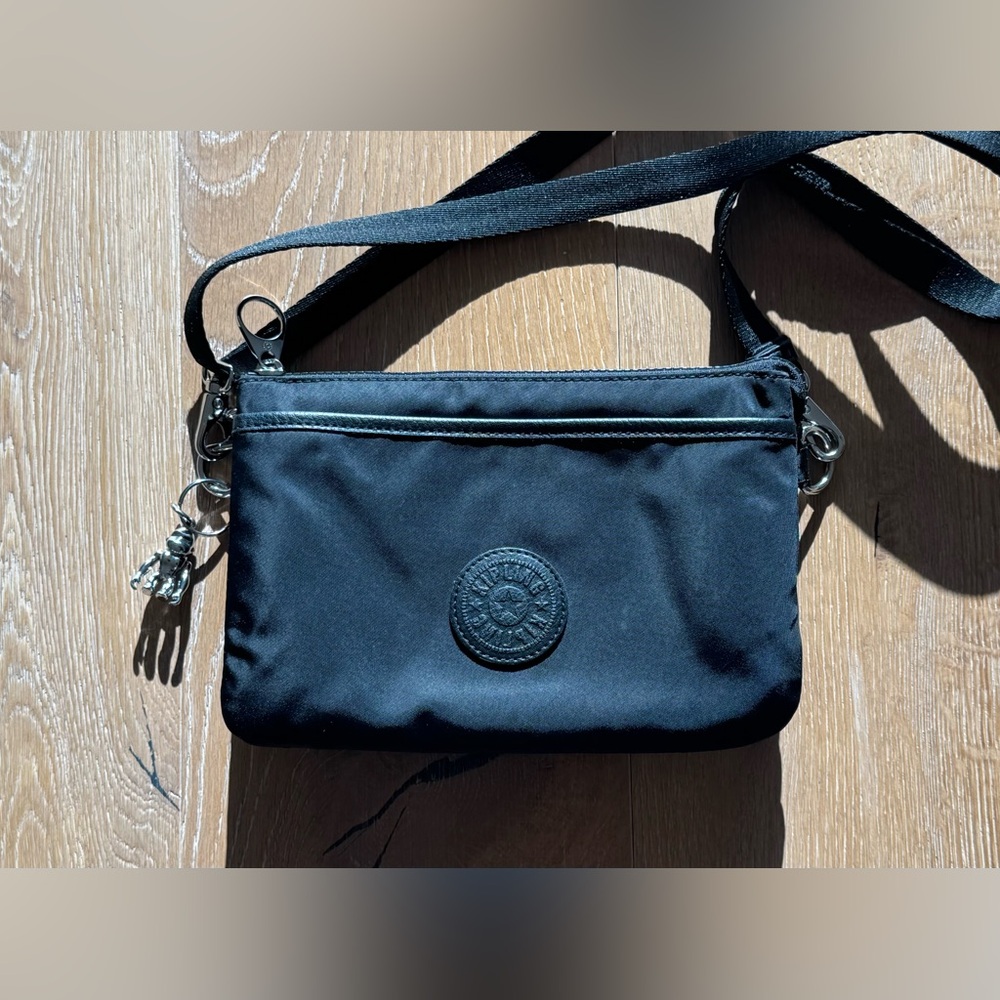 Used - Kipling Riri Crossbody Bag - Paka Black w/ striped lining